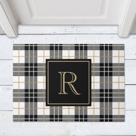 Monogramm der Karierten Tartan-Familie, schwarz un Fußmatte