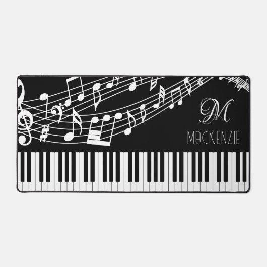 Monogramm der Klaviertastatur-Musiknoten Schreibtischunterlage (Vorderseite)