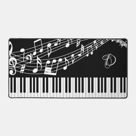 Monogramm der Klaviertastatur-Musiknoten Schreibtischunterlage (Vorderseite)
