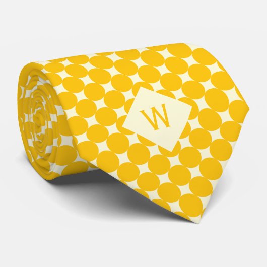 Monogramm der lässigen gelben Kreise Krawatte (Gerollt)
