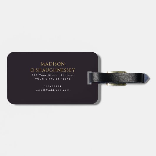 Monogramm der lila Schwertschild Gepäckanhänger (Rückseite horizontal)