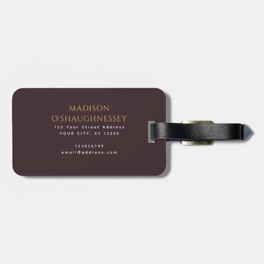 Monogramm der lila Schwertschild Gepäckanhänger (Rückseite horizontal)