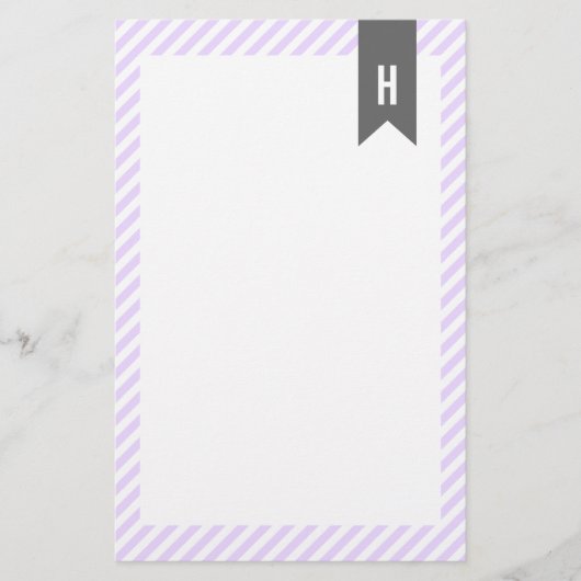 Monogramm der lila Streifen Briefpapier (Vorderseite)