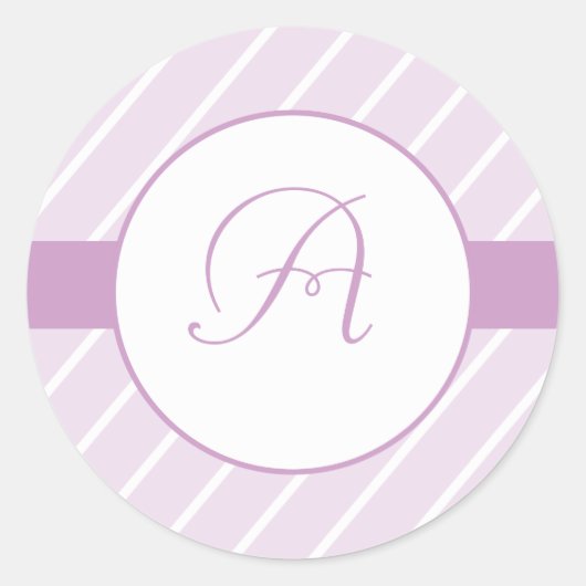 Monogramm der lila Streifen Runder Aufkleber (Vorderseite)