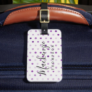 Monogramm der lila Wasserfarbdosen Gepäckanhänger
