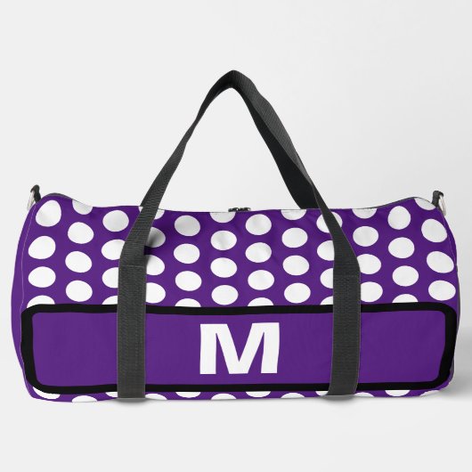 Monogramm der lila weißen Punkte Duffle Bag (Vorderseite)