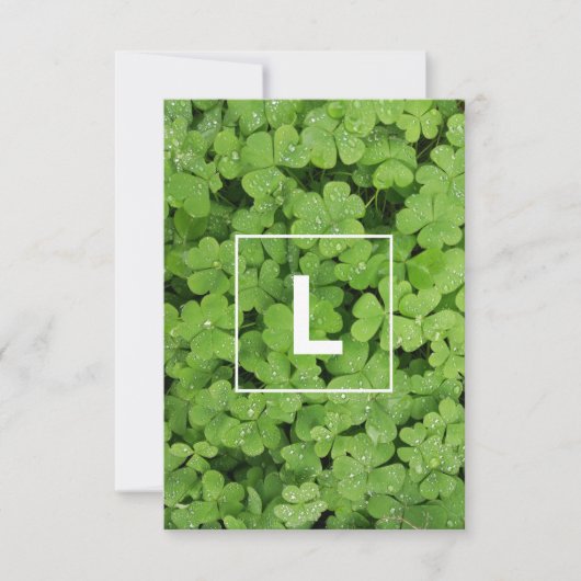 Monogramm der Lucky-Klee RSVP Karte (Vorderseite)