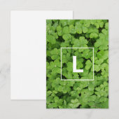 Monogramm der Lucky-Klee RSVP Karte (Vorne/Hinten)