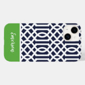 Monogramm der Marine und der grünen Trellis Case-Mate iPhone Hülle (Rückseite (Horizontal))