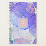 Monogramm der Meeresflora in abstrakter Farbe Planer<br><div class="desc">Abstrakte Kunst blau und grüne Meeresflora auf eleganten personalisierten Planer.</div>