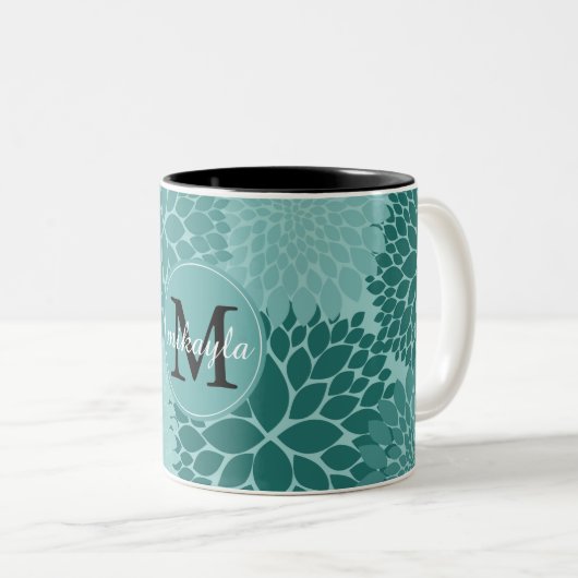 Monogramm der Mini-Blume Zweifarbige Tasse (VorderseiteRechts)