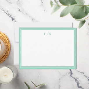 Monogramm der Minimalistischen Aquamarinen Grenzen Mitteilungskarte
