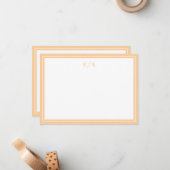 Monogramm der Minimalistischen Peach-Grenze Mitteilungskarte (Vorderseite/Rückseite Beispiel)