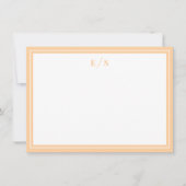 Monogramm der Minimalistischen Peach-Grenze Mitteilungskarte (Vorderseite)