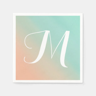 Monogramm der Minze und des Pfirsichs Ombre Serviette