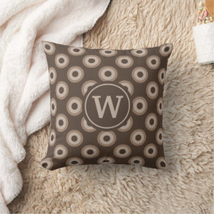 Monogramm der Mocha-Kreise und -Punkte Kissen