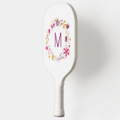 Monogramm der modernen Aquarellfarben-Blume Pickleball Schläger (Links)