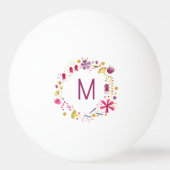 Monogramm der modernen Aquarellfarben-Blume Tischtennisball (Rückseite)