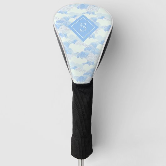 Monogramm der modernen Blauen Regenwolken Golf Headcover (Vorderseite)