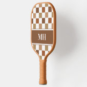 Monogramm der modernen braunen und weißen karierte pickleball schläger (Links)