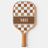 Monogramm der modernen braunen und weißen karierte pickleball schläger (Rückseite)