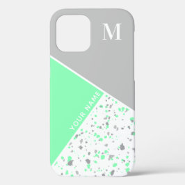 Monogramm der modernen geometrischen Minze Grüngra Case-Mate iPhone Hülle