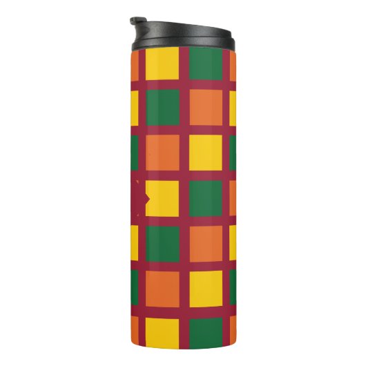 Monogramm der modernen geometrischen Quadrate mit Thermosbecher (Nach rechts gedreht)