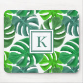 Monogramm der modernen grünen botanischen Palme-Bl Mousepad (Vorne)