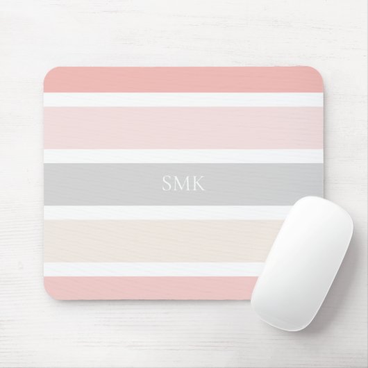 Monogramm der modernen rosa grauen und cremeweiten mousepad (Mit Mouse)