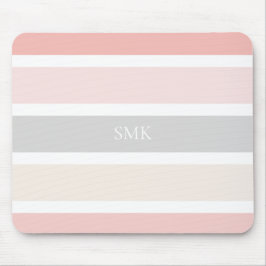 Monogramm der modernen rosa grauen und cremeweiten mousepad