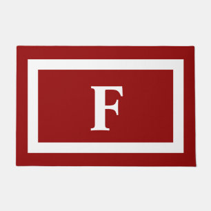Monogramm der modernen Rot- und Weißfamilien Fußmatte