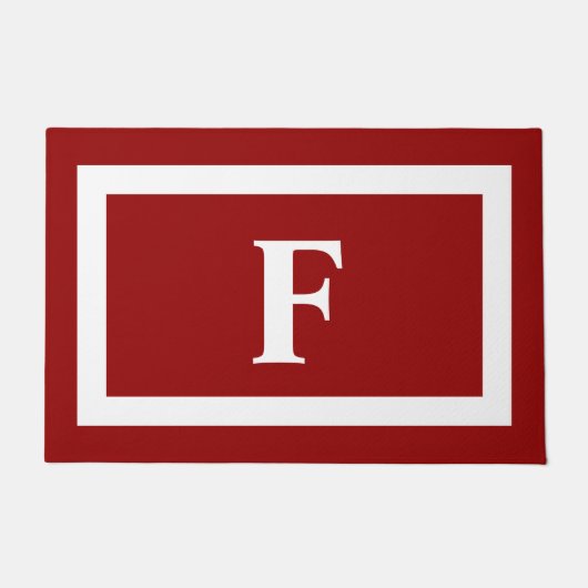 Monogramm der modernen Rot- und Weißfamilien Fußmatte (Vorderseite)