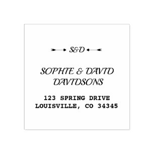 Monogramm der modernen Rücksendeadresse Pfeile Her Gummistempel