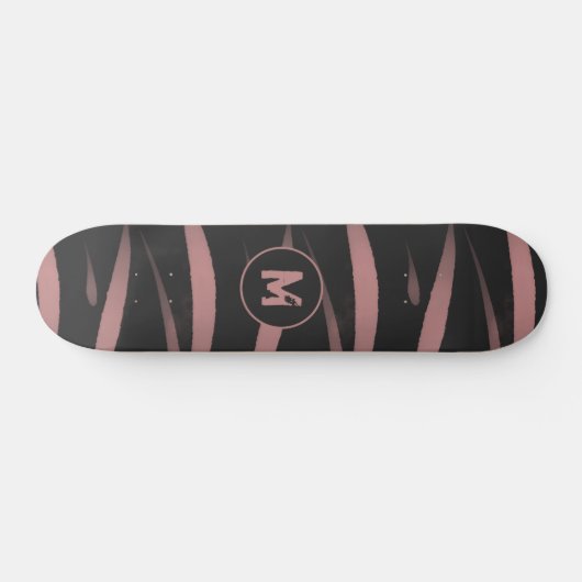 Monogramm der modernen schwarz-rosa Wasserfarbenst Skateboard (Horizontal)