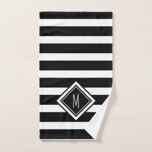 Monogramm der modernen Schwarz-Weiß-Streifen Handtuch