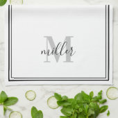 Monogramm der modernen Schwarzen Rahmen Geschirrtuch (Gefaltet)