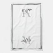 Monogramm der modernen Schwarzen Rahmen Geschirrtuch (Vertikal)