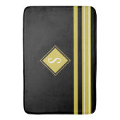 Monogramm der modernen schwarzen und goldenen Stre Badematte (Vorderseite Vertikal)