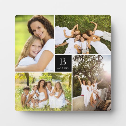 Monogramm der modernen Square Grid-Familie 4 FotoC Fotoplatte (Vorderseite)