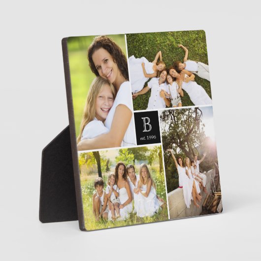 Monogramm der modernen Square Grid-Familie 4 FotoC Fotoplatte (Vorderseite)