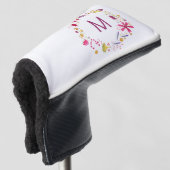 Monogramm der modernen Wasserfarben-Wild-Blume Golf Headcover (3/4 Vorderseite)