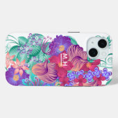 Monogramm der modernen whimsikalen botanischen Kun Case-Mate iPhone Hülle (Rückseite (Horizontal))