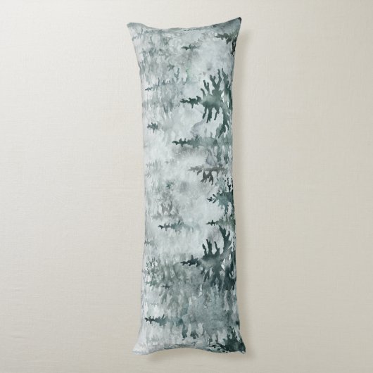 Monogramm der modernen Wintergrünen Pinienwälder Seitenschläferkissen (Rückseite (Vertikal))