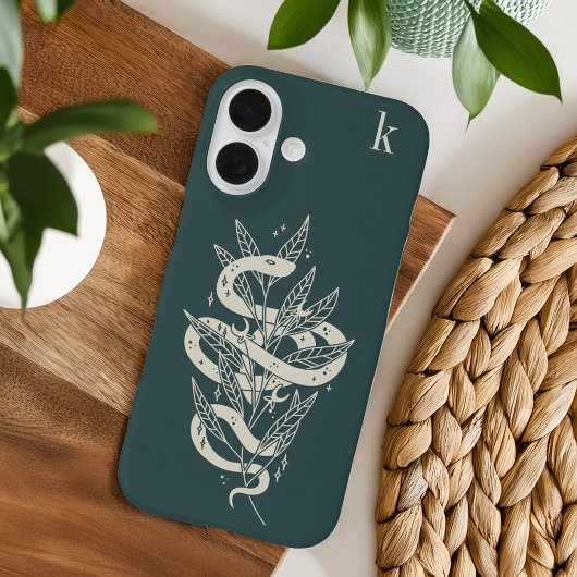 Monogramm der mystischen botanischen Schlangenbekl Case-Mate iPhone Hülle
