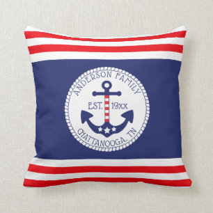 Monogramm der Nautic Anchor Patriotic Stars Kissen