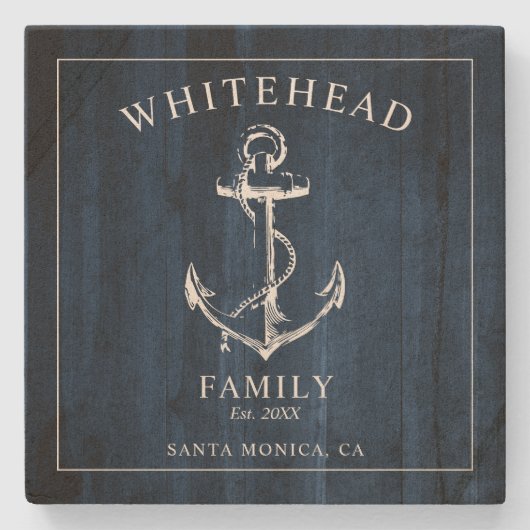 Monogramm der Nautic Navy Wochenstange Steinuntersetzer (Vorderseite)