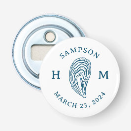 Monogramm der Nautic Oyster-Muschel mit Name Date Flaschenöffner