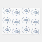 Monogramm der Nautic Oyster-Muschel mit Name Date Geschenkpapier Set (Vorderseite)