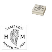 Monogramm der Nautic Oyster-Muschel mit Name Date Gummistempel (Stempel)