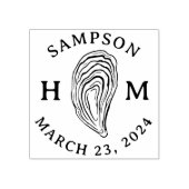 Monogramm der Nautic Oyster-Muschel mit Name Date Gummistempel (Prägung)